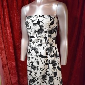 The Limited Stretch B&W Strapless Floral Dress
